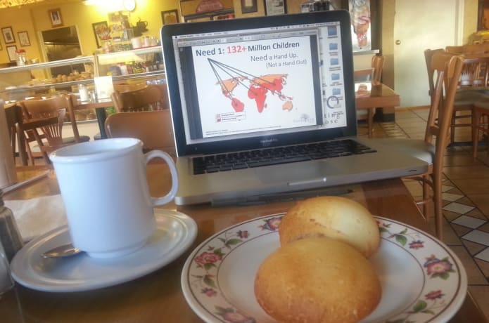 Goodspero research and strategy plan presentation taken at our favorite Colombian spot in Houston, Marine's Empanadas. #pandebono