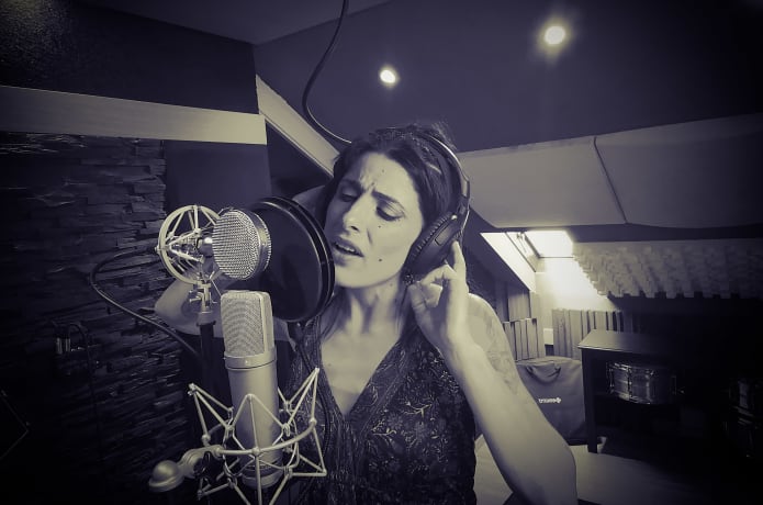 In studio, doing my favourite thing... Giving birth to a song