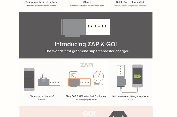 Zap Go First Graphene Supercapacitor Charger Indiegogo