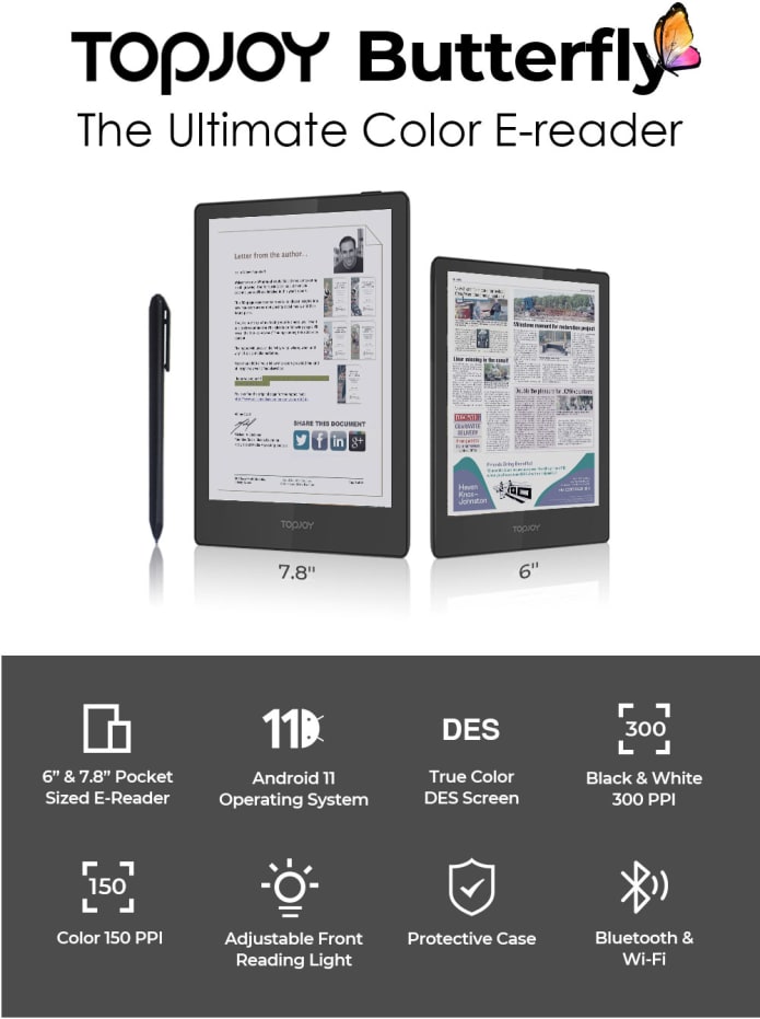 TopJoy Butterfly: True Color DES Screen E-Reader | Indiegogo