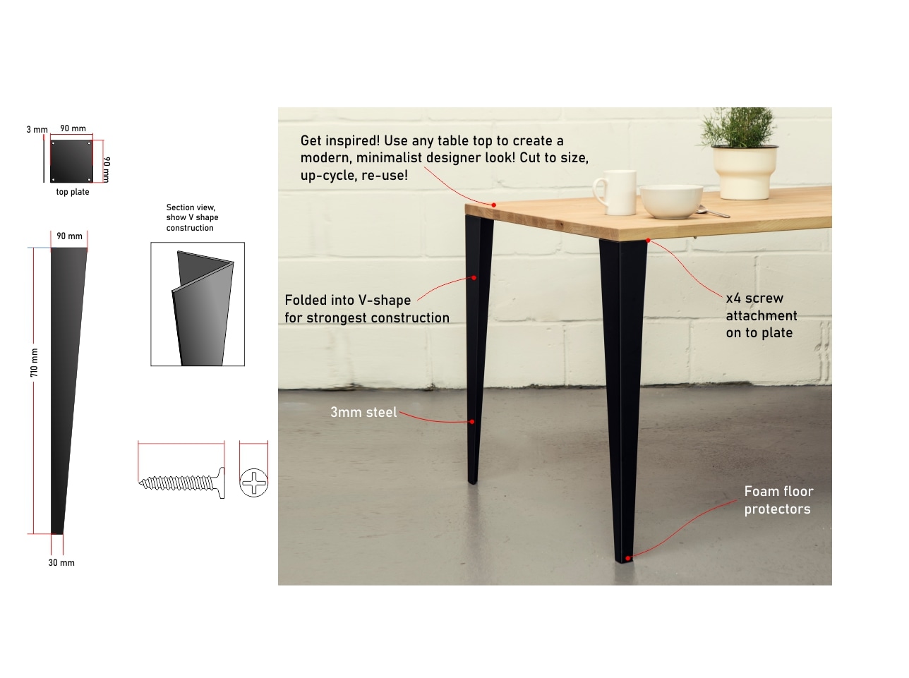 Oto V Leg Diy Table Legs Indiegogo