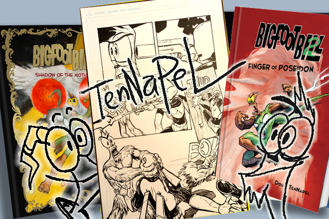 NEW SEALED) Doug TenNapel signed BIGFOOT BILL GN + sketchbook IGG Backer  Perks!